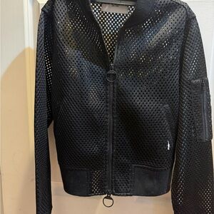 Guess Black Perforated Bomber Jacket